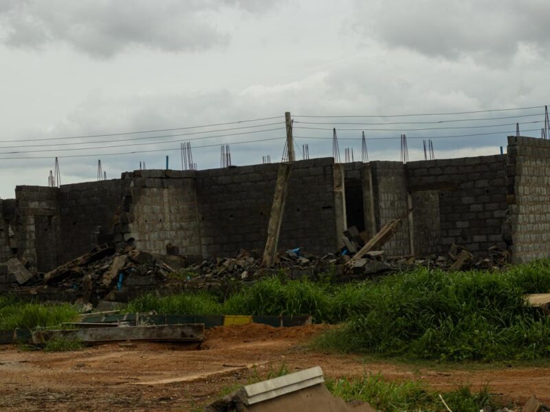 One of the demolished structures